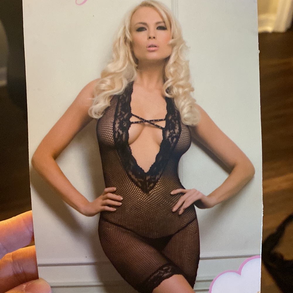 Brand new Leg Avenue black fishnet dress/thong outfit